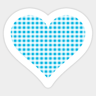 Blue and White Gingham Heart Sticker